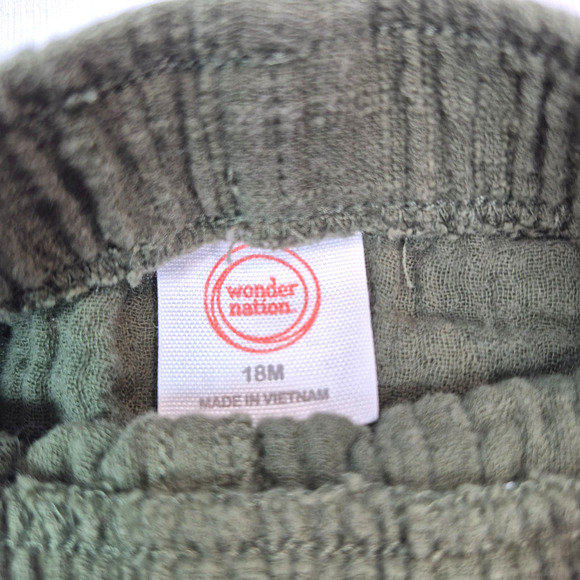 Wonder Nation 18M Boys Safari Short Set Green Linen Shorts Animal Print Top - Picture 5 of 10